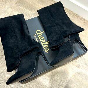 Sleek pointed toe over the knee heeled boots by Charles David